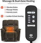 MCombo Large-Wide Dual Motor Power Lift Recliner Chair, Massage and Dual Heating for Elderly People, Infinite Position, Fabric R7166 (Coffee)