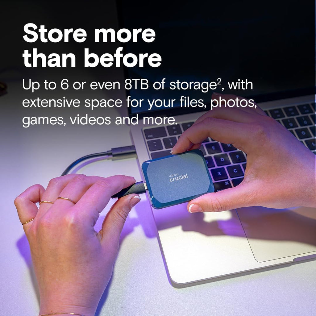 Crucial X10 2TB Portable SSD  Up to 2 100MB/s  USB 3.2 USB-C  External Solid State Drive  Compatible with Windows  Mac & Android  Durable Storage for Games  Photos & Files  Blue - CT2000X10SSD9-02