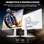 CRUA 27" Gaming Monitor  144Hz 4K UHD(3840*2160P) IPS Screen  Supports Height/Pivot/Rotating/Tilt Adjustable Vertical Monitor  AMD Freesync  120% sRGB  Built-in Speakers  Wall Mountable Installs-White