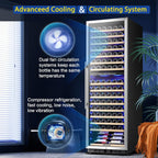 AAOBOSI Wine Cooler Refridgerator 24 Inch, 176 Bottles Dual Zone Wine Fridge with Double-Layer Tempered Glass Door and Temperature Memory Fuction,Built-in or Freestanding.