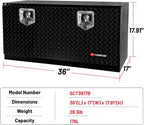 FORWODE 36x17x18 Inch Underbody Truck Tool Box Aluminum Trailer Tool Box with Lock & Foldable T-Handle Waterproof Truck Storage Box for Pickup Truck, Trailer, RV, ATV, Indoor（BLACK）