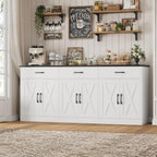 HOSTACK 71" Large Sideboard Buffet Cabinet with Storage, Farmhouse Coffee Bar Cabinet with 3 Drawers, Long Kitchen Buffet Table, Kitchen Sideboard Storage Cabinet for Dining, Living Room, White/Black