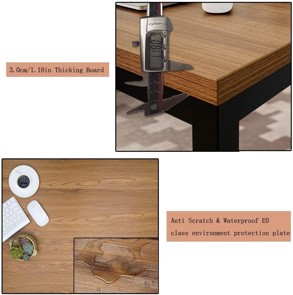 BIBOC 24X48 inches Computer Desk/Dining Table, Office Desk, Composite Wood Board Sturdy Writing Workstation for Home Office Walnut and Black Legs