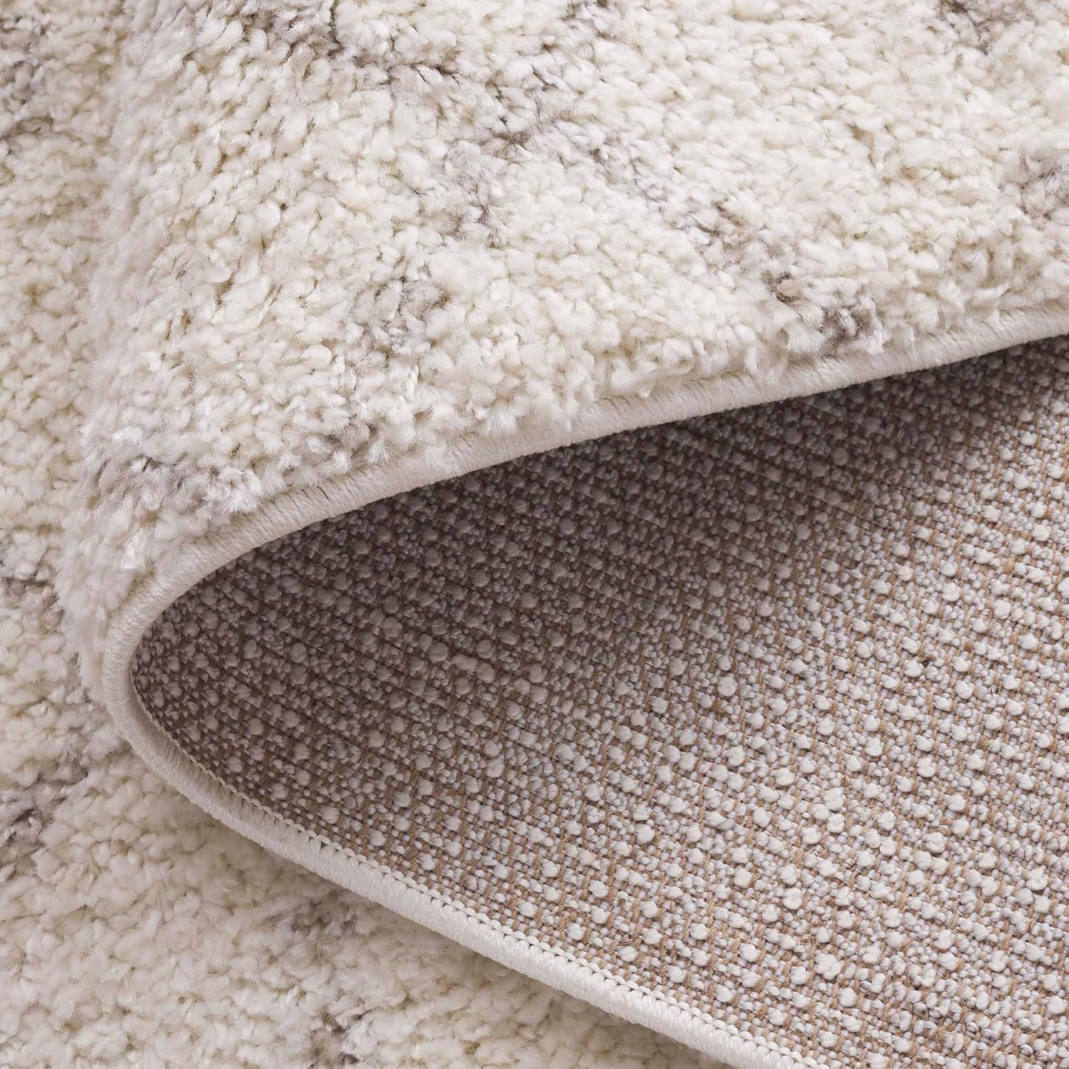 SAFAVIEH Area Rug 8x10 - Arizona Shag Collection - Large - Ivory & Beige, Moroccan Boho Design, Non-Shedding & Easy to Clean, Ideal for Living Room, Bedroom, Dining Space (ASG741A)
