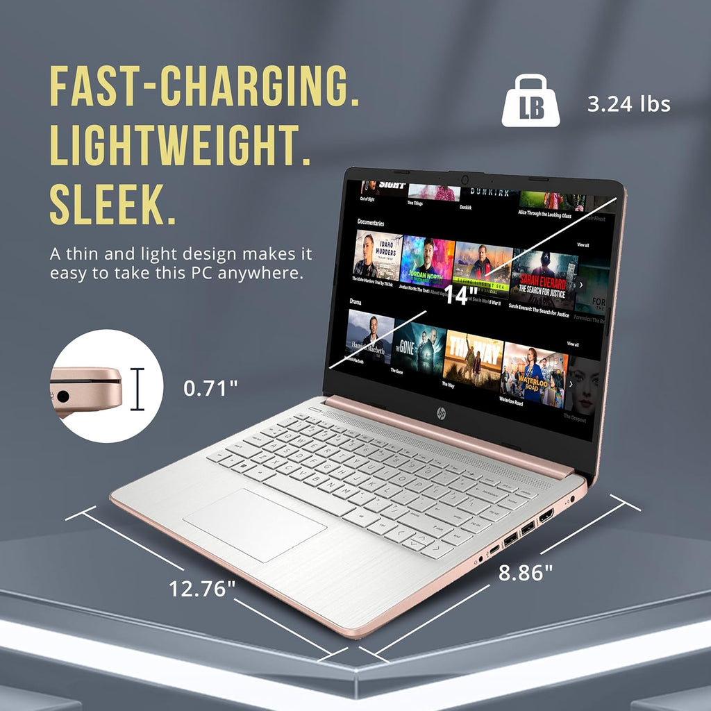 HP Stream 14" HD BrightView Laptop  Intel Processor N150  8GB RAM  128GB eMMC  Intel UHD Graphics  720p Camera  Wi-Fi  1 Year Office 365  Win 11 S  Gold