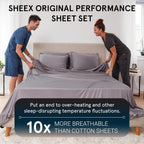 SHEEX - Original Performance Sheets Set (King/California King) Ecru - Cooling Sheets - Moisture Wicking - 1 Flat Cooling Sheet, 1 Fitted Cooling Sheet, 2 Pillow Covers - Wrinkle Free - Sleep Aid