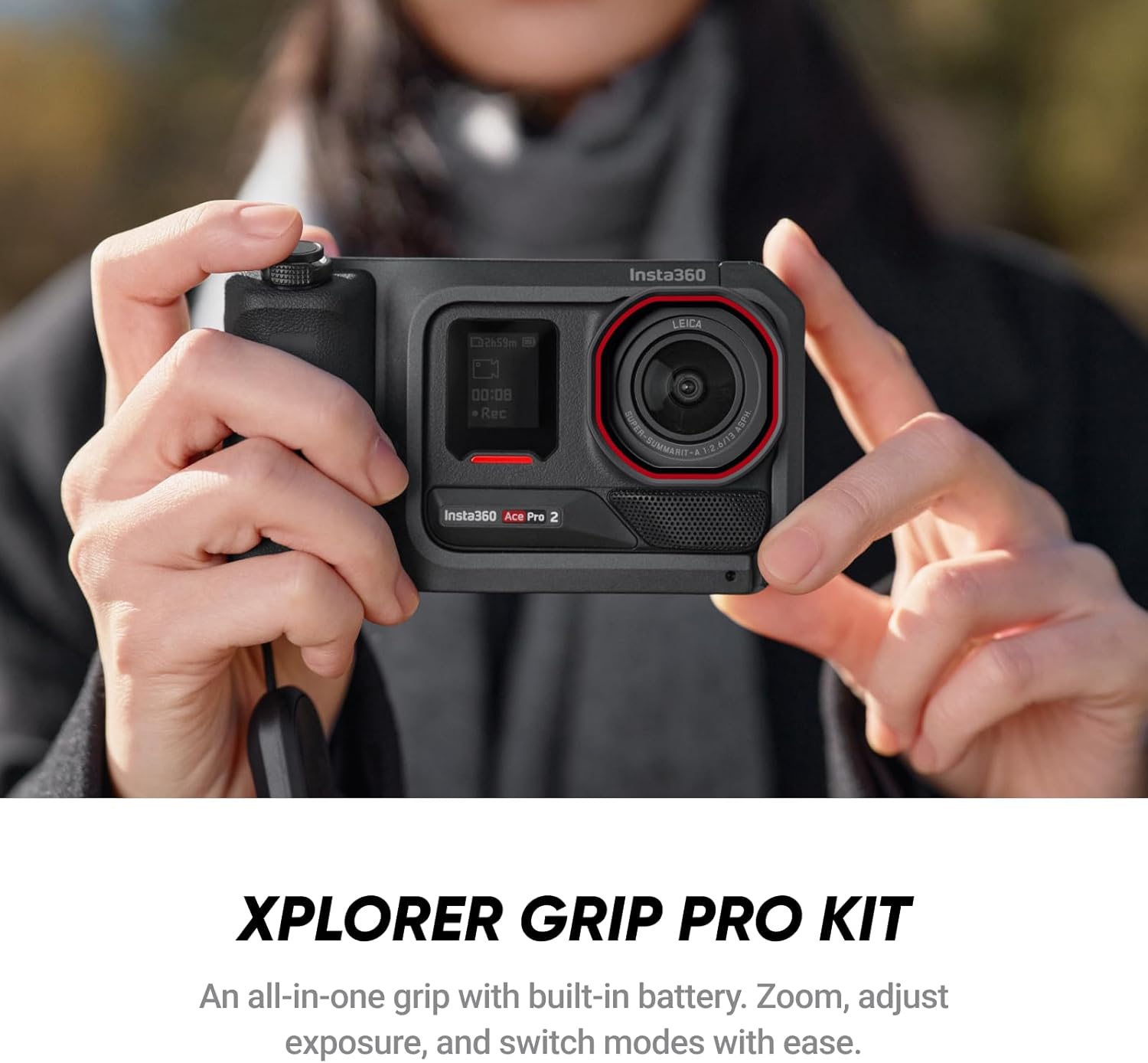 Insta360 Ace Pro 2 Flash Print Bundle - 8K Waterproof Action Camera Co-Engineered with Leica  1/1.3" Sensor  Dual AI Chip  Leading Low Light  Xplorer Grip Pro Kit for Street Photography