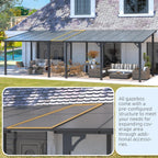 AECOJOY 16' x 12' Gazebo Outdoor Pergola for Patio  12x16 Large Wall-Mounted Hard Top Lean to Metal Gazebo Shelter Pergolas and Gazebos Clearance with Patio Roof  Heavy Duty Awnings for Decks