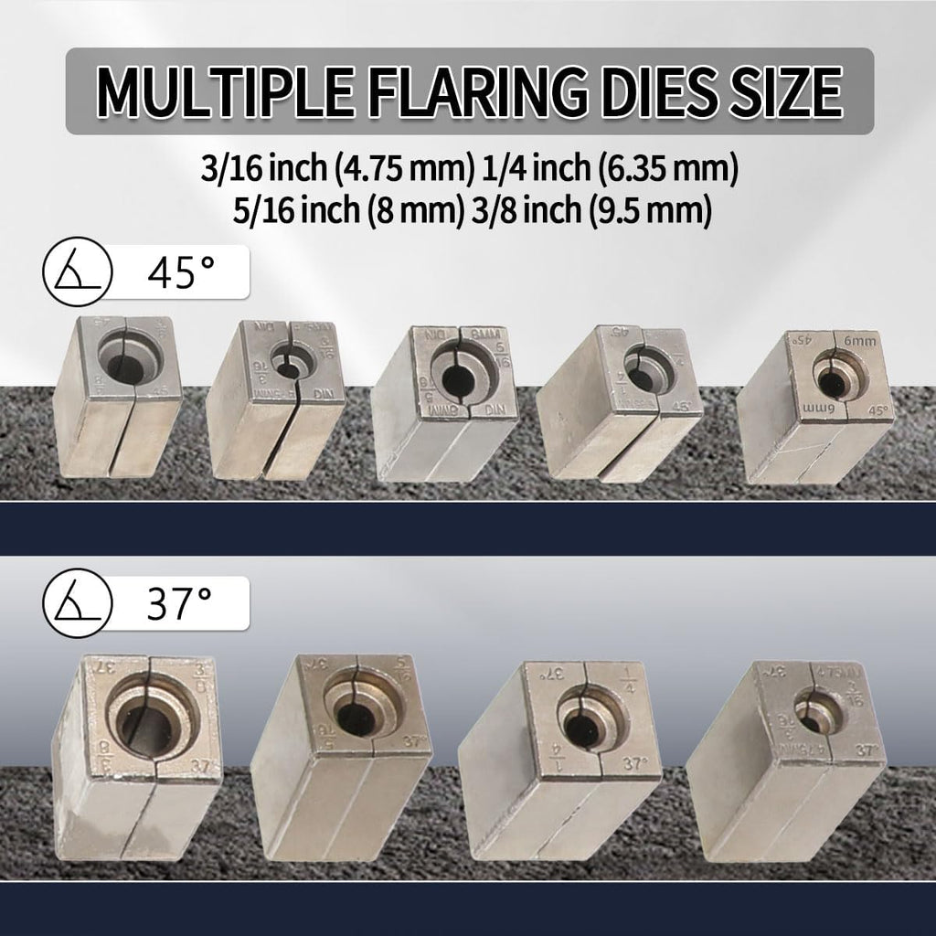 DPTOOL Brake Line Flaring Tool Kit, 45 and 37 Degree Single, Double and Bubble Flares, Brake Line and Tubing Flaring Tool for 3/16", 1/4", 5/16", 3/8" and 4.75mm Tubing