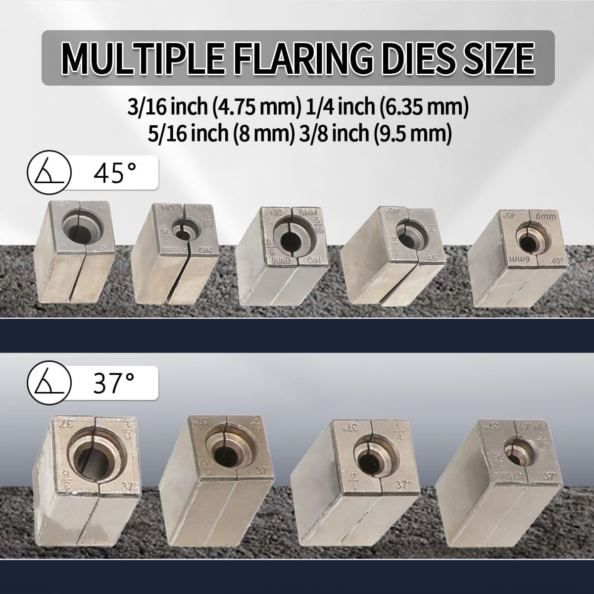 DPTOOL Brake Line Flaring Tool Kit, 45 and 37 Degree Single, Double and Bubble Flares, Brake Line and Tubing Flaring Tool for 3/16", 1/4", 5/16", 3/8" and 4.75mm Tubing