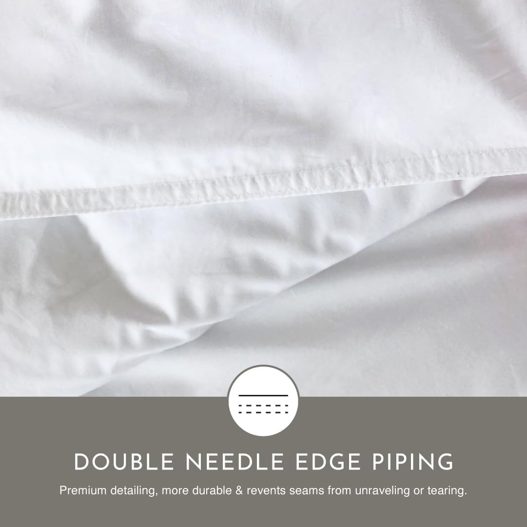 Highland Feather Summer Lightweight Airy White Goose Down Comforter with 300 Thread Count Tencel Organic Cotton Shell Luxurious Soft Duvet Insert Manufactured in Canada (950 Loft, Queen)