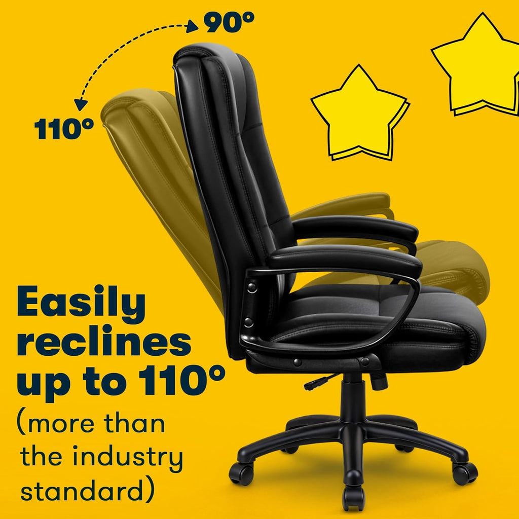 OFIKA Home Office Chair, 400LBS Big and Tall Computer Chair Heavy Duty Design, Ergonomic High Back Cushion Lumbar Back Support, Adjustable Executive Leather with Armrest