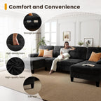 KKL Sectional 112 Inches Sofa Couch - 4 Seater U Shape Convertible Soft Couch with Side Storage for Living Room, Home Sofas with Chaise, Modern Couches for Apartment, Meeting Room Furniture, Bedroom