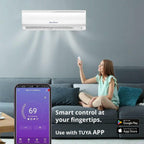 Vtronix Classic America 12000 BTU Smart Mini Split AC/Heat Pump, 19 SEER2 Inverter Ductless Wall Mount, 110/120V, Quiet 29dB, WiFi/Alexa, Pre-Charged, 16ft Line Set Kit, Up to 550 Sq Ft