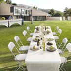 Bonnlo Folding Chairs Set of 10, White Plastic Chair Sturdy Seat with Metal Frame, Perfect for Party, Event, Wedding, Birthday, Office, Outside Entertaining