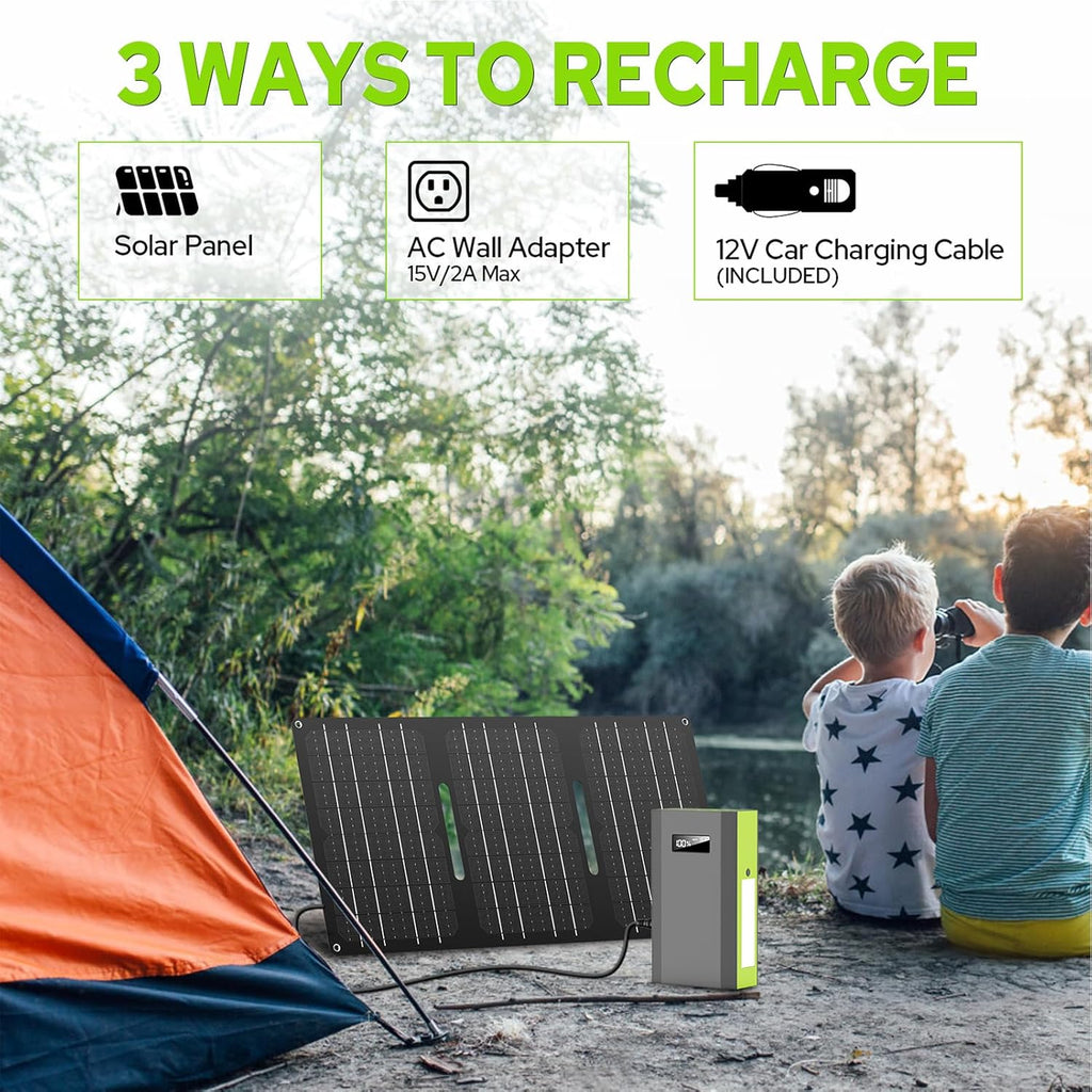 Portable Solar Generator with Panels  300W Power Station with Solar Panel 60W  110V AC Outlet Solar Power Pack Generator  Camping 65W Power Bank with DC for Laptop Smart Device RV Outdoor