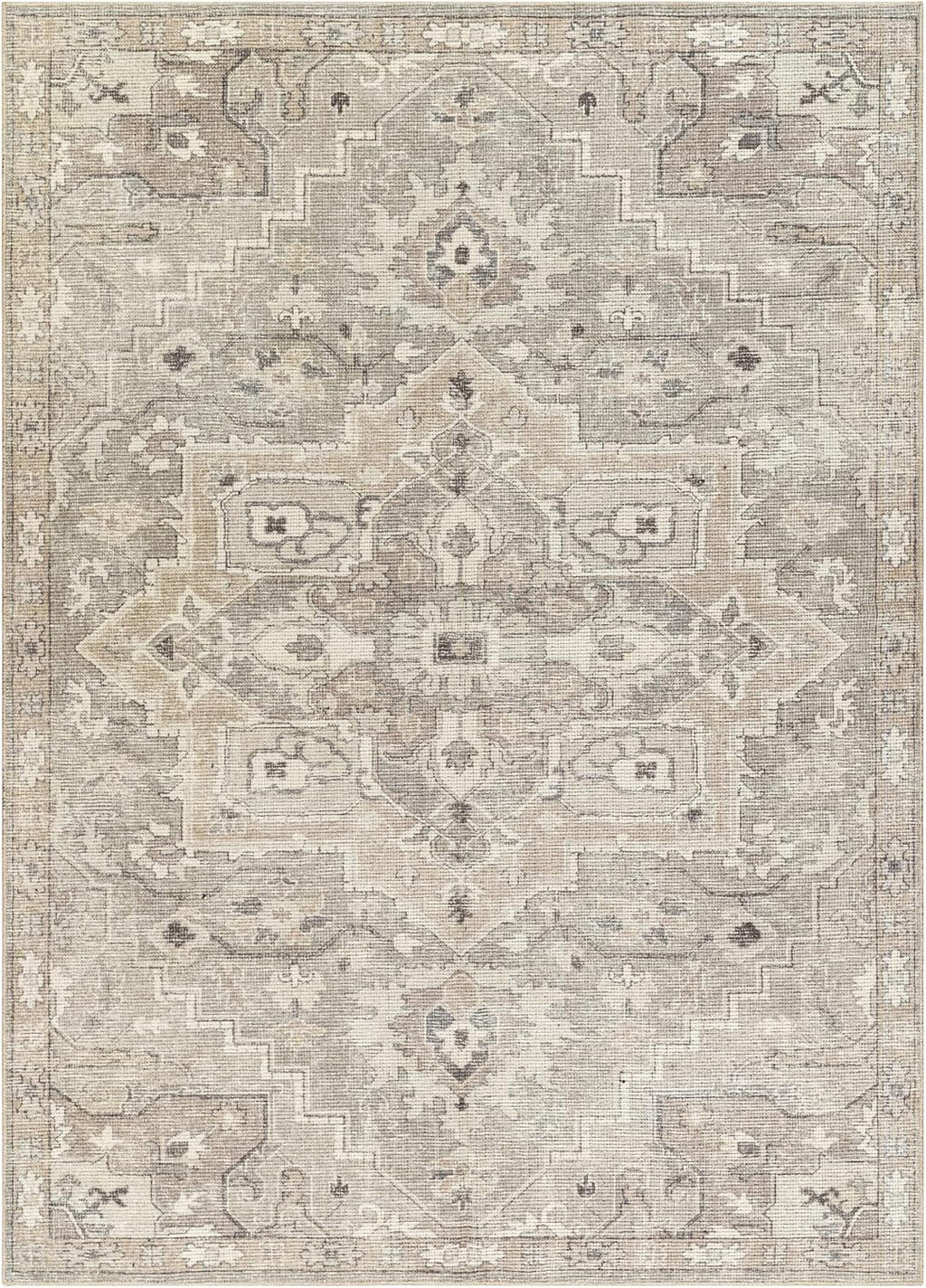 Livabliss x Becki Owens Elle Medallion Area Rug , 9'2" x 12', Light Grey