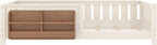 Bellemave Twin Floor Bed with Slats and Safety Guardrail, Twin Size Montessori Floor Bed with Fence and Built-in Bookshelf, Easy Assemble Montessori Beds for Kids, Girls, Boys, Beige
