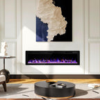 Vitesse 72 Inch Ultra Thin Electric Fireplace-Narrow Bezel Linear Fireplace Heater Recessed Wall Mounted, Remote and Screen Control, 8H Sleep Timer, Low Noise, 750/1500W for Living Room, Bedroom
