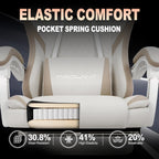 Misolant Gaming Chair, Fabric Gamer Chair with footrest for Adults, High Back Ergonomic Computer Game Chair with Adjustable Headrest and Massage Lumbar Support, 90-155° Recline Free, Beige