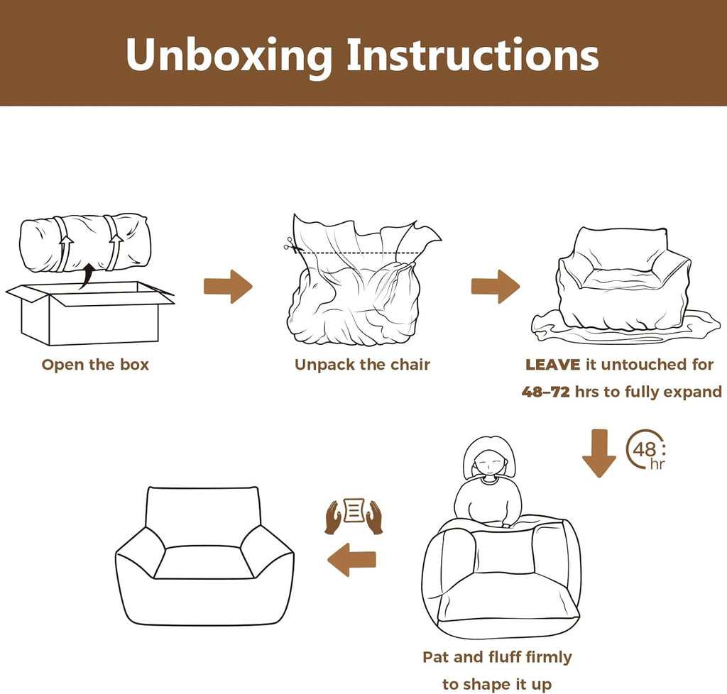 Giant Bean Bag Chairs for Adults Teens, Large Bean Bag Sofa Chairs with Filling Comfy Fuzzy BeanBag Chair with Armrests for Bedroom Living Room Reading
