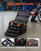 VEVOR Mechanics Tool Set, 256-Piece Mechanic Tool Kit, 1/4 in, 3/8 in, and 1/2 in Drive, SAE and Metric Socket Set, Wrenches, Screwdriver Bits, Accessories, and Storage Case, for Automotive Repair