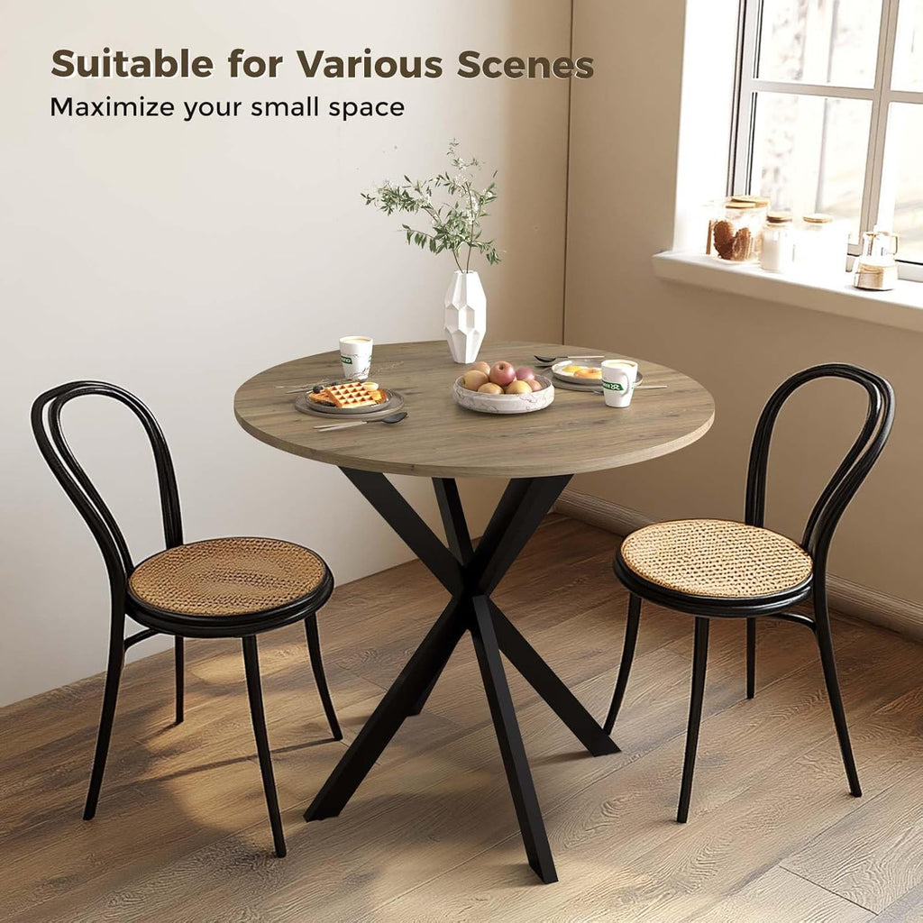 Vantic 31.5" Small Round Dining Table for 2-4, Round Kitchen Table for Small Spaces, Farmhouse Circle Dining Room Table for Kitchen and Living Room, Natural Oak