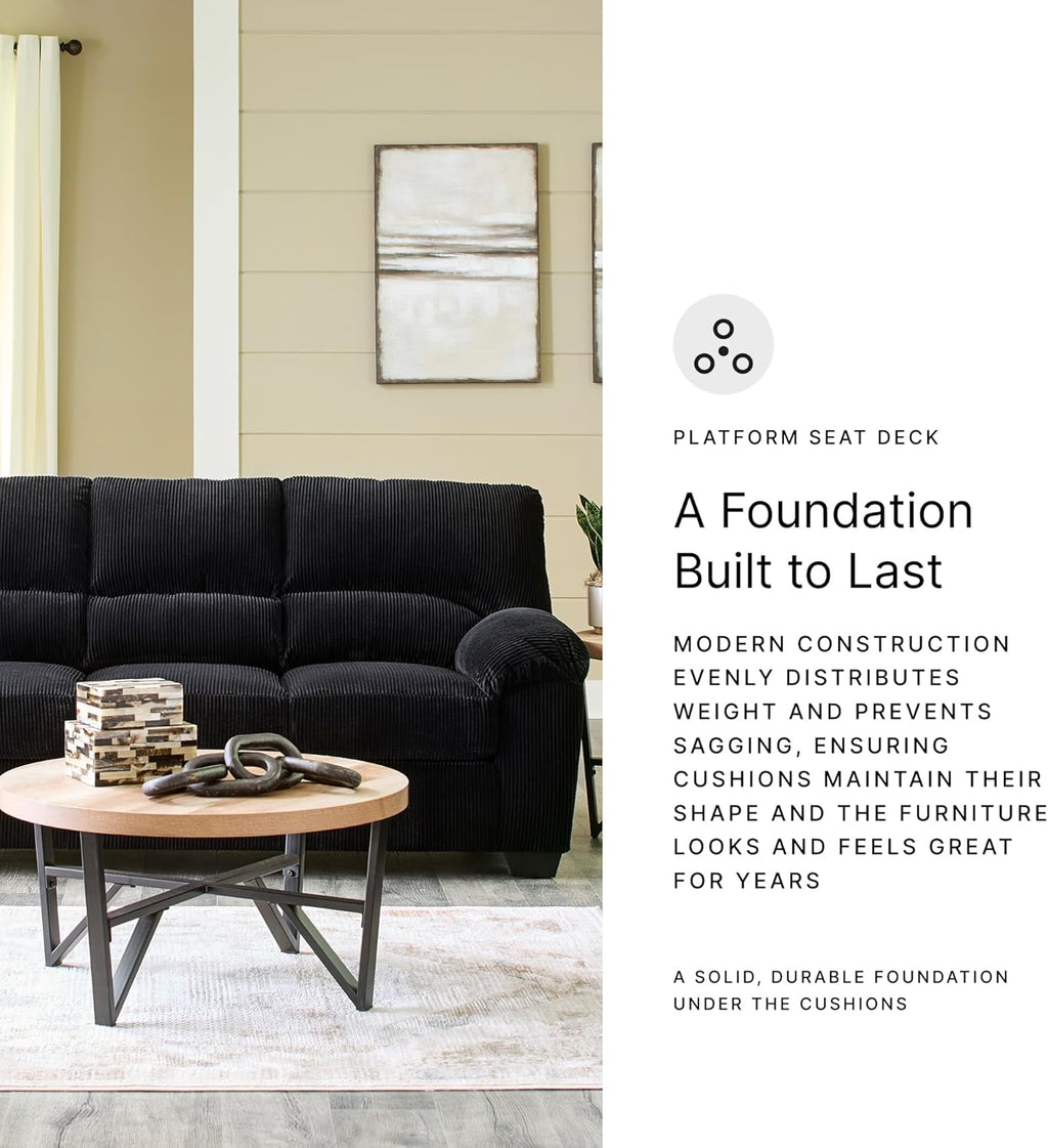 Signature Design by Ashley SimpleJoy Modern Sofa for Living Room, Black