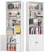 IRONCK Industrial Bookshelves and Bookcases with Doors Set of 2 Floor Standing 6 Shelf Display Storage Shelves 70 in Tall Bookcase for Home Office, Living Room