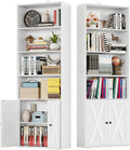 IRONCK Industrial Bookshelves and Bookcases with Doors Set of 2 Floor Standing 6 Shelf Display Storage Shelves 70 in Tall Bookcase for Home Office, Living Room