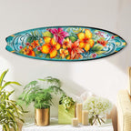 48-inch Hawaiian Flowers Surfboard Wall Art, Handcrafted Coastal Holiday Décor by G. Debrekht