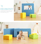 Elftopia Modular Kids Sofa,Toddler Couch Foam Armchair for Kids,Children Convertible Plush Sofa Play Set,Fold Out SofaBed(Dynami Color)