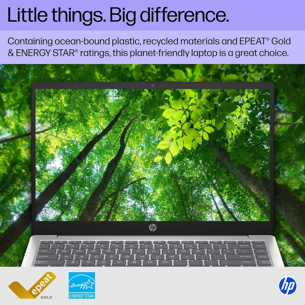 HP 14 inch Laptop  HD Display  Intel Core i3-N305  8 GB RAM  256 GB SSD  Intel UHD Graphics  Windows 11 Home in S Mode  Natural Silver  14-ep0299nr