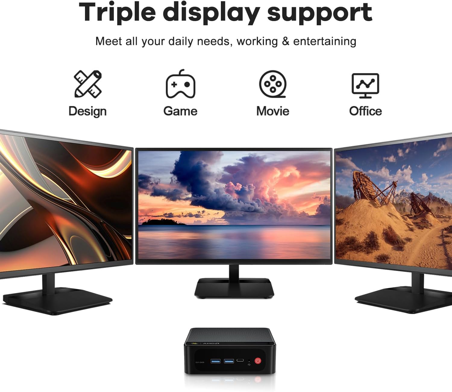 Beelink SER5 Mini PC AMD Ryzen 5 5500U(up to 4.0 GHz 6C/12T) Mini Computer with 16GB DDR4/500GB M.2 PCle4.0 SSD Support Triple Screen Display WiFi6 BT5.4 Type-C 2.5Gbps LAN