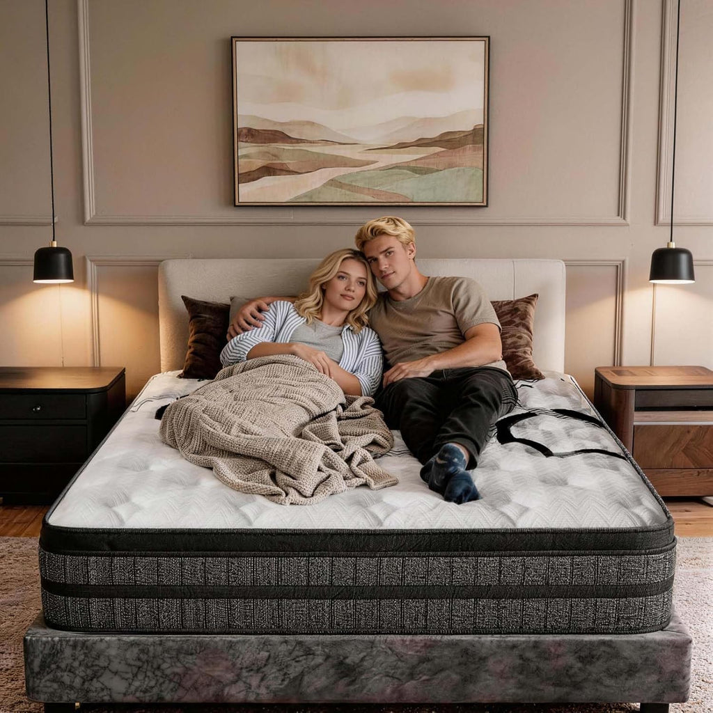 Queen Mattress 14 Inch Mattress Hybrid with Memory Foam & Pocket Springs for Motion Isolation, Breathable & Cooling Comfort, Medium Firm Support, Fiberglass Free, 365-Night Trial