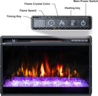 72" Fireplace TV Stand for TVs Up to 80", Entertainment Center with 26" Electric Fireplace, 5 Flame Colors Control with Remote, Modern Farmhouse Cabinet Console Glass Door, Brown