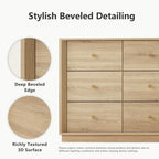 9 Drawer Dresser, Mid Century Modern Dresser with Storage, 55" Wide Chest of Drawers with Wood Grain Texture, Dressers TV Stand for Bedroom, Living Room, Hallway, White Oak