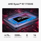 Beelink SER5 MAX Mini PC  AMD Ryzen 7 7735HS(6nm  8C/16T) up to 4.75GHz  Mini Computer 24GB LPDDR5 RAM 1TB NVME SSD  Micro PC 4K@60Hz Triple Display  Mini Gaming Computer WiFi6/BT5.2/HTPC/W-11 Pro