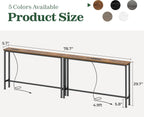 SUPERJARE 78.8 inch Narrow Console Table with Outlet, Sofa Tables, Behind Couch Table, Long Entryway Tables with Charging Station, for Living Room, Rustic Brown