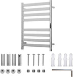 Heated Wall Mounted Electric Towel Warmer Rack,Timer & Temperature Control, 8 Bar Stainless Steel Towel Heater for Bathroom (Brushed, 8 Bars)