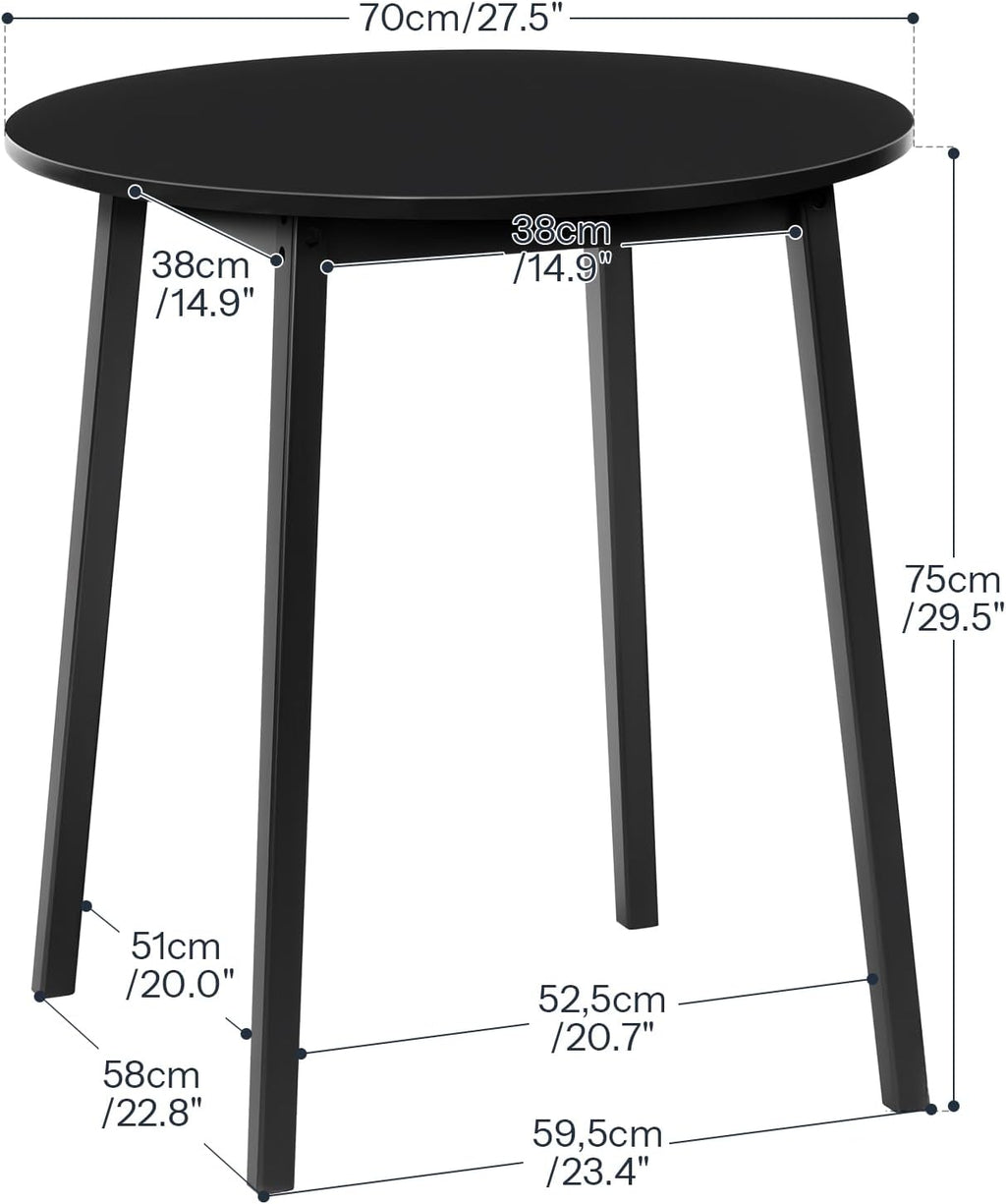HOOBRO Bamboo Dining Table, Round Dining Table for 2, 27.5" Kitchen Table for Small Space, Writing Table, Easy to Assemble, for Dining Room, Living Room, Office, Kitchen, Apartment, Black BK71CZ01G1