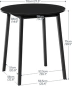 HOOBRO Bamboo Dining Table, Round Dining Table for 2, 27.5" Kitchen Table for Small Space, Writing Table, Easy to Assemble, for Dining Room, Living Room, Office, Kitchen, Apartment, Black BK71CZ01G1