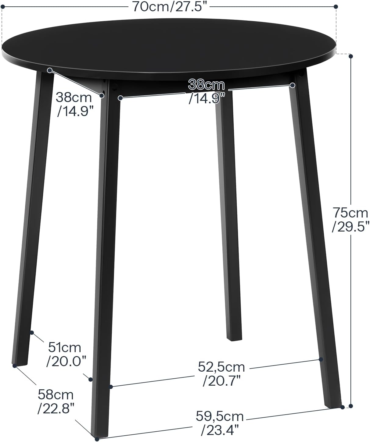 HOOBRO Bamboo Dining Table, Round Dining Table for 2, 27.5" Kitchen Table for Small Space, Writing Table, Easy to Assemble, for Dining Room, Living Room, Office, Kitchen, Apartment, Black BK71CZ01G1