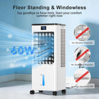 Portable Air Conditioners, 4-IN-1 Evaporative Air Cooler, Portable AC Unit w/ 4 Modes & 3 Speeds, Swamp Cooler w/ 12H Timer & Remote, Fast Cooling Room Air Conditioner for Bedroom Home Office Garage