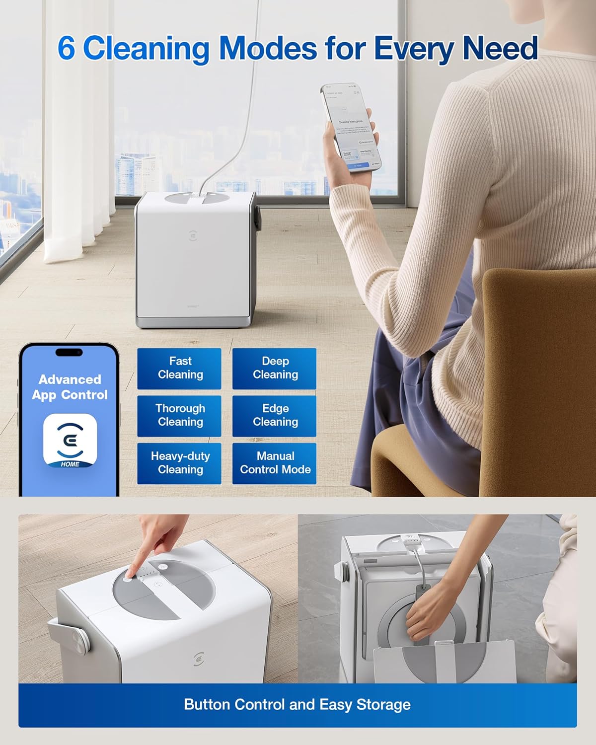 ECOVACS WINBOT W2 PRO Omni Portable Window Cleaning Robot with Multi-Functional Station, Charging While Working, Intelligent Cleaning with Triple Nozzle Water Sprayer, 12-Level Protection