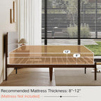 14 Inch High Solid Bamboo Wood Queen Bed Frame with Headboard, Heavy Duty Steel Slat Support, No Box Spring Needed, Easy Assembly