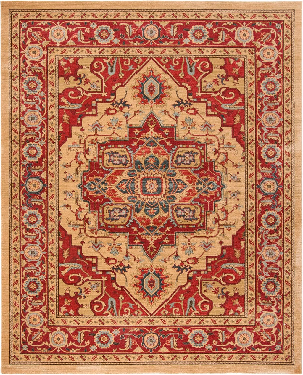 SAFAVIEH Mahal Collection 9' x 12' Red Natural MAH698A Traditional Oriental Non-Shedding Living Room Bedroom Dining Home Office Area Rug