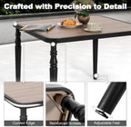 NUU GARDEN 37" Square Outdoor Dining Table, Metal Dining Table with Umbrella Hole, Wood-Grain Tabletop, Weather-Resistant for Garden, Backyard, Deck, Lawn