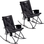 Portal Folding Rocking Camping Chair Outdoor - Thick Padded Rocking Recliner Chair Portable Camping Rocker for Patio Front Porch Backyard Lawn Living Room, Supports 400 LBS