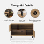 mopio Norwin Entryway Table, Sturdy Modern Rustic Industrial Farmhouse Sofa Table, Display Storage Shelf, Accent Cabinet, Oak Wood TV Stand, Entertainment Center, Media Console, Living Room (Single)
